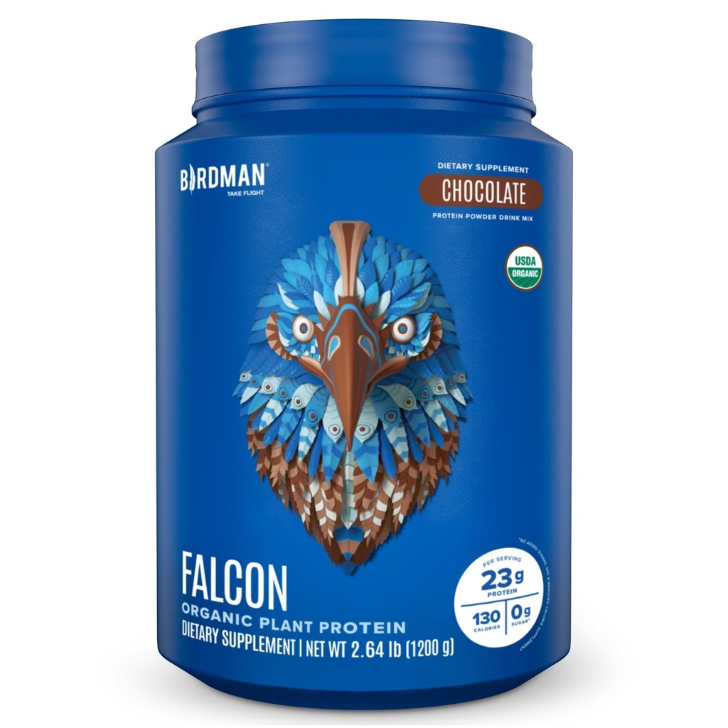 BIRDMAN Falcon Vegansk Protein Powder Organic, Stevia & Sukker Free, Plant Basert Protein, Lav carb, Dairy Free, Keto, Non Whey Protein, Probiotiske, Era Protein ® Sjokolade Flavor - 37 Serveringer - 2.64lb