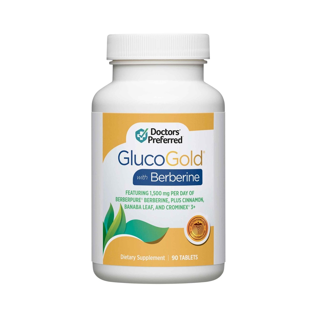 DOKTORERs PREFERRED GlucoGold med berberin, konsentrert kanel, Chromium, Banaba Leaf ekstrakt (90 tabletter)