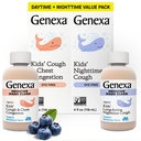 Genexa Kids' Clean Day & Night Cough Medisin, Dye Gratis, 0% Kunstige Additiver, Barneseng, Brystkongresjon, Runny Nese & Sneezing Relief, Ages 6+, Organic Blueberry Flavor, 8 fl oz (2 Pack)