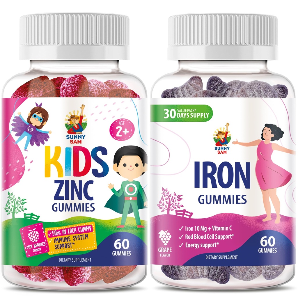 SUNNY SAM jern voksne med vitamin C & sink barn Gummies