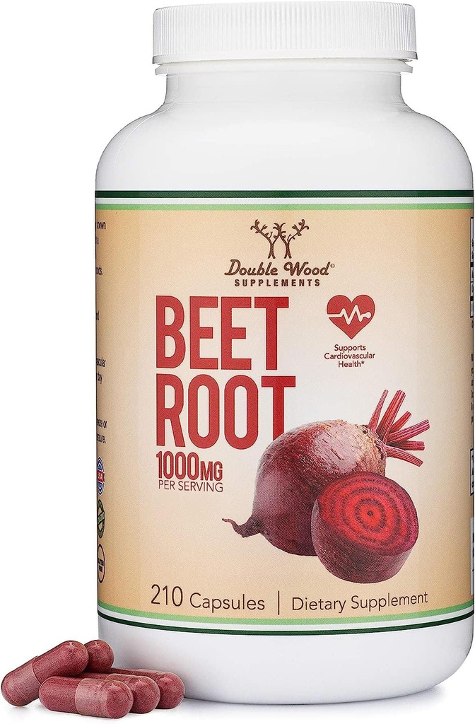 Beet Root Powder Capsules (Organic og Vegan) (210 greve, 1000mg Per Serving) - Super Mat fra beter med høy nitrat for generell helsestøtte av dobbel tre