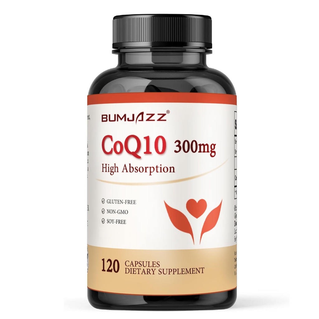 CoQ10 300mg - 120 Kapsler - Høy absorpsjon - Ikke-GMO - Glutenfri - Coenzym Q10 - CoQ10 Kapsler