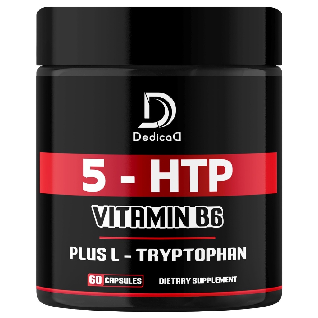 5 HTP Supplement 1010mg - 60 Kapsler - 3in1 kombinert med vitamin B6, L-tryptofan - Komfortabel Mood, Hjerne Helse, Kroppsstyring og immunsystem støtte