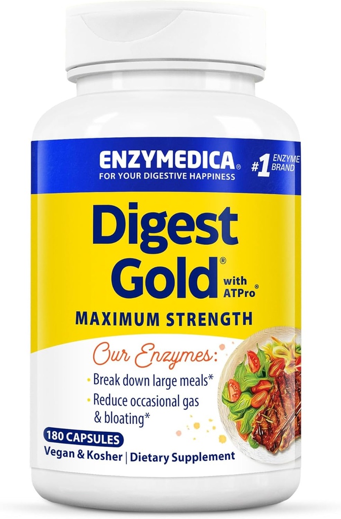 Enzymedica Digest Gold + ATPro, maksimal digestiv støtte, 180 kapsler