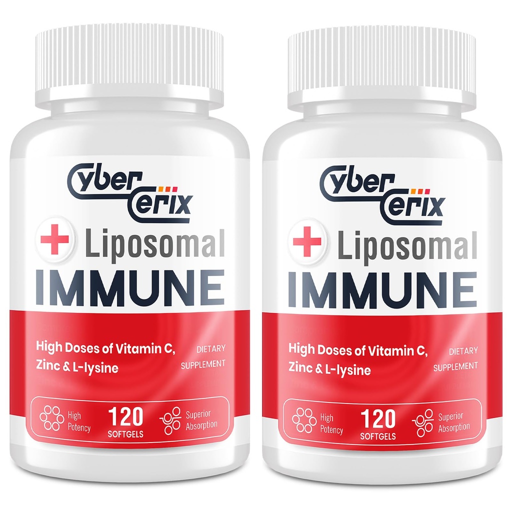 Liposomal immun støtte Supplement for voksne, kompleks med L-Lysine 1500mg, vitaminer, mineraler og urte ekstrakter, omfattende daglig velvære blanding for menn og kvinner - 240 kapsler