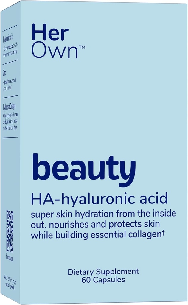 Hennes egen skjønnhet hyaluronsyrekapsler, hudhydrasjon, nourishes og beskytter huden, essensiell collagen, hyaluronsyre, støtter vakker hud, med sink, magnesium, vitamin C, 60 greve