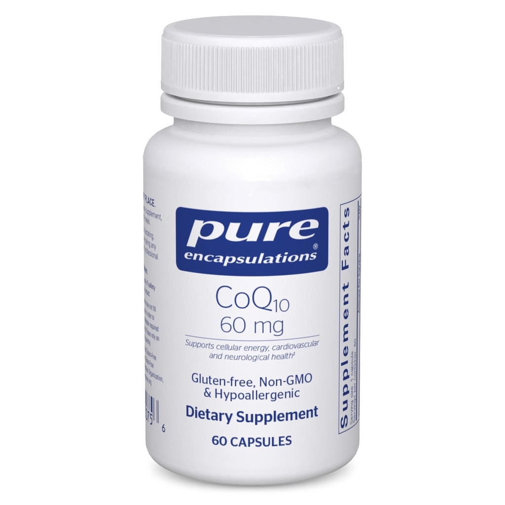 Rene innkapslinger CoQ10 60 mg Koenzym Q10 Supplement for energi, antioksidanter, hjerne- og cellehelse, kognisjon og kardiovaskulær støtte* 60 Kapsler