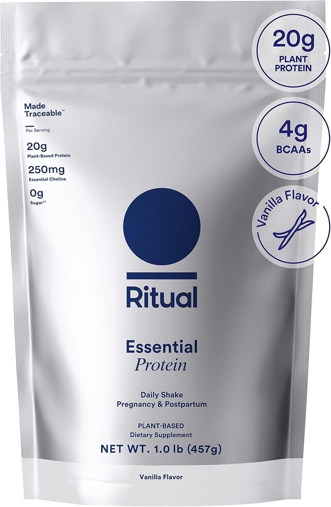 Ritual Prenatal Vegansk Protein pulver: Kolin til å støtte Prenatal, Postpartum, & Lactation, 20g Organisk Era Protein fra Regenerative Gårder i USA, Glutenfri, Plante Basert, Sukkerfri†, Vanilla, 1Lbs