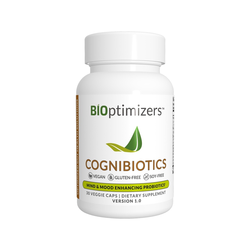 BIoptimizers Kognibiotika Probiotic Brain Supplement - bidrar til å støtte Mood, bedre fokus, minne, mental klarhet - 30 kapsler