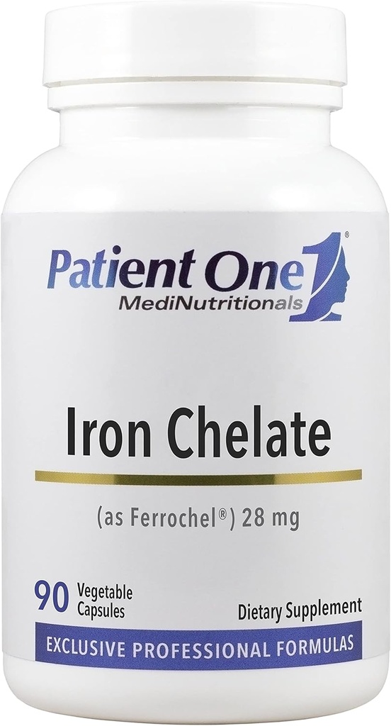Patienten én jern chelate 28 mg | Supplement til å støtte rødt blodcelleformasjon og funksjon * | Ferrochel merkemerke jern bisglycinat | 90 kapsler