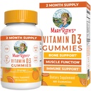 MaryRuth Organics Vitamin D3 Gummies | 2 måneders forsyning | voksne og barn Vitamin D Gummy | Immunstøtte Supplement | VIT D3 1000IU for bein helse & muskelfunksjon | Vegan ikke-GMO | Glutenfri | 60