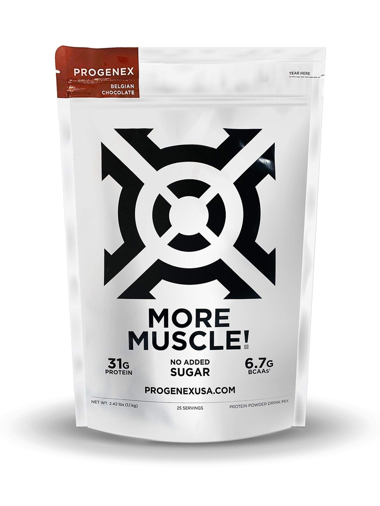 Progenex® Mer Muskel | Ingen tilsatt sukker, Hydrolysert Whey Protein Isolate pulver | Naturlig Lean Muskel Gainer. Beste Tasting Lav carb Protein Shake for kvinner og menn. 25 Serveringer (belgisk sjokolade)