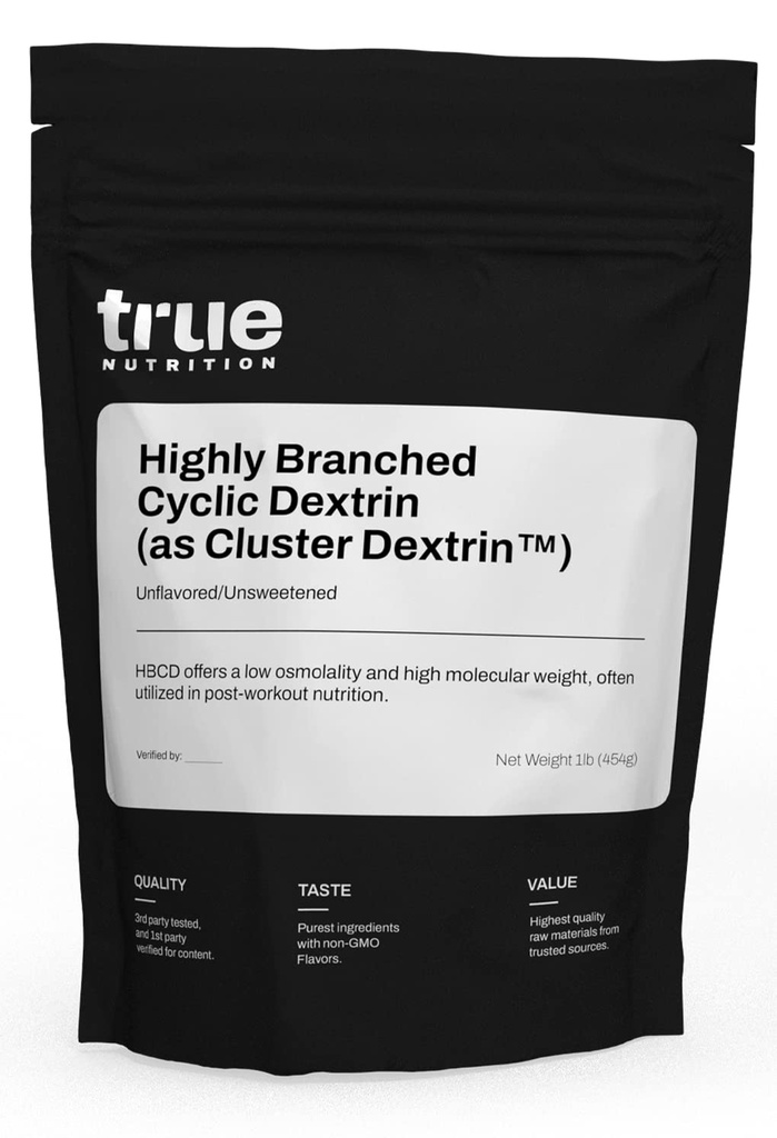 True Nutrition - høygrenet syklisk dextrin - karbohydrat pulver for ekskludert intra-workout energi, forbedret post-workout muskelgjenvinning - Vegan og ikke-GMO - Unflavored 1lb