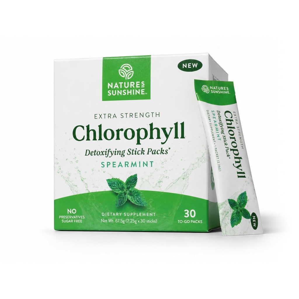 Naturens Sunshine Klorofyll Stick Packs: Supercharge din detox og Boost Gut Helse i praktisk, Delicious Stick Packs (Spearmint)
