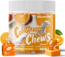 Bovine Colostrum Chews Supplement med probiotika for Gut Helse, Bloating, Immun støtte, hud, hårvekst og skjønnhet - Orange Flavor (60 Serveringer)