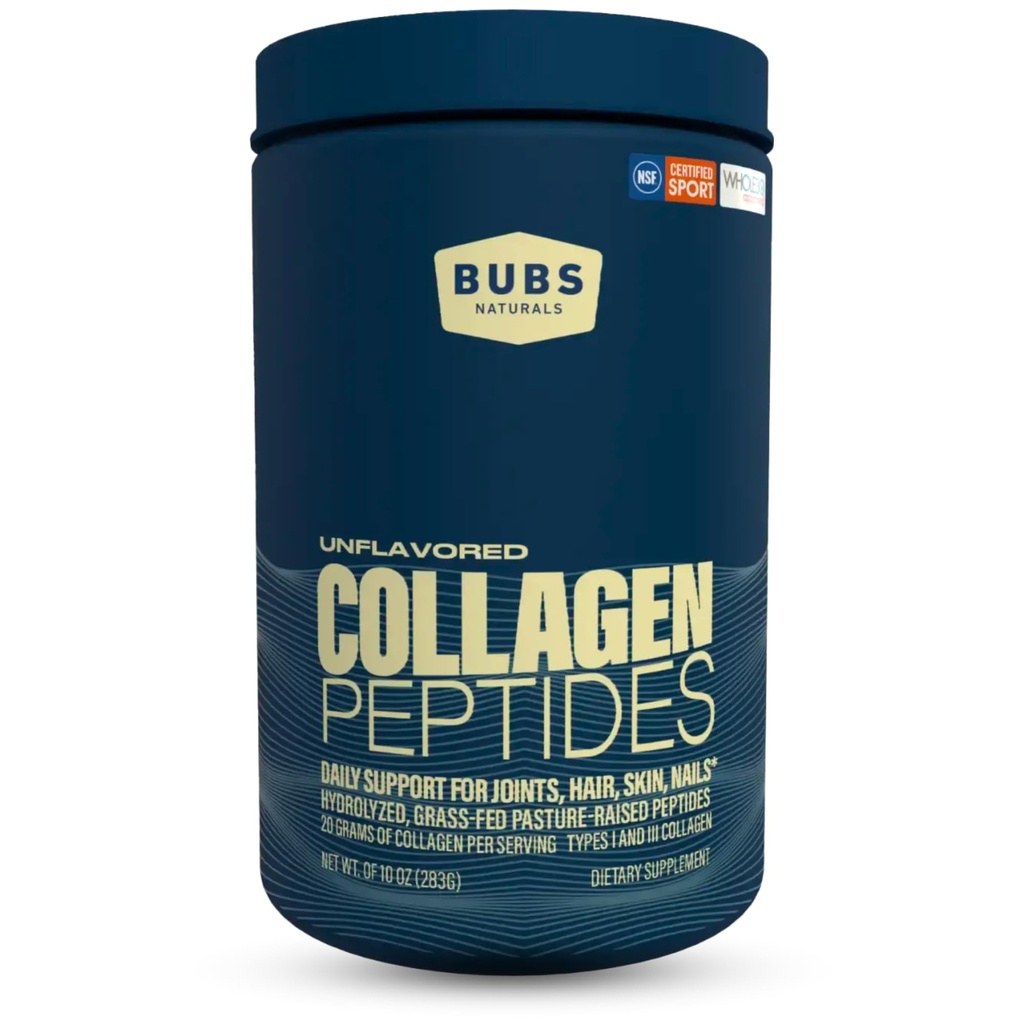 BUBS Naturals Unflavored Collagen Peptides pulver, beste proteiner for ledd og hud, Pastur hevet Gras Fed, Paleo og keto vennlig, hele30 godkjent, ikke-GMO Dairy & Glutenfri, 10oz, 14 Serveringer