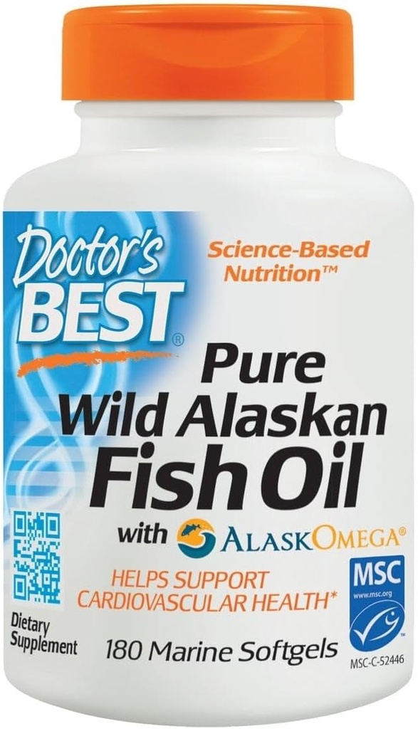 Legens beste ren vill Alaskan Fish Oil med alaskeOmega, hjerte, hjerne, mental velvære, øyne, ikke-GMO, Glutenfri, 180 marine softgels