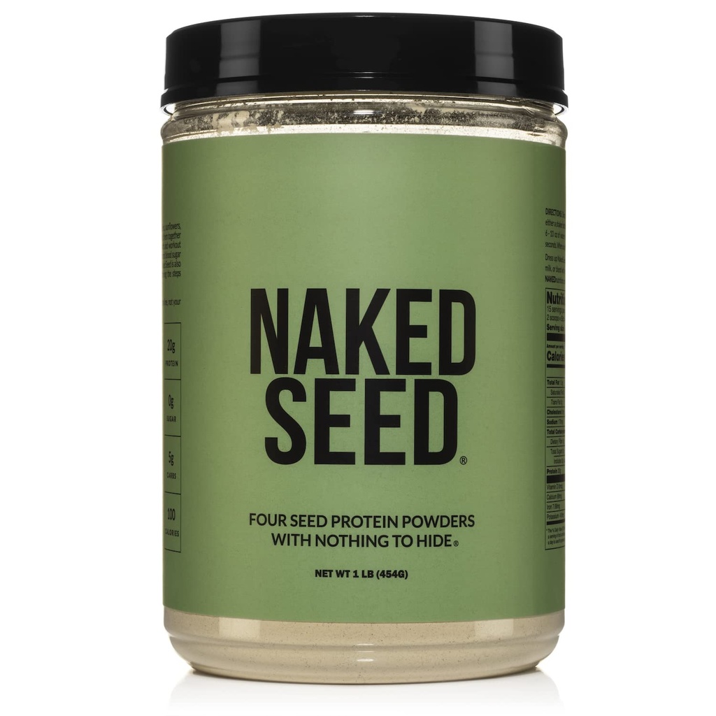 Nakent frø - 4 frøproteinpulver, bare 4 ingredienser - Chia, vannmelon, solflower og pumpefrø - Glutenfri, soyafri, Vegan, Ingen Gmos, Ingen kunstige søtningsmidler - 15 serveringer