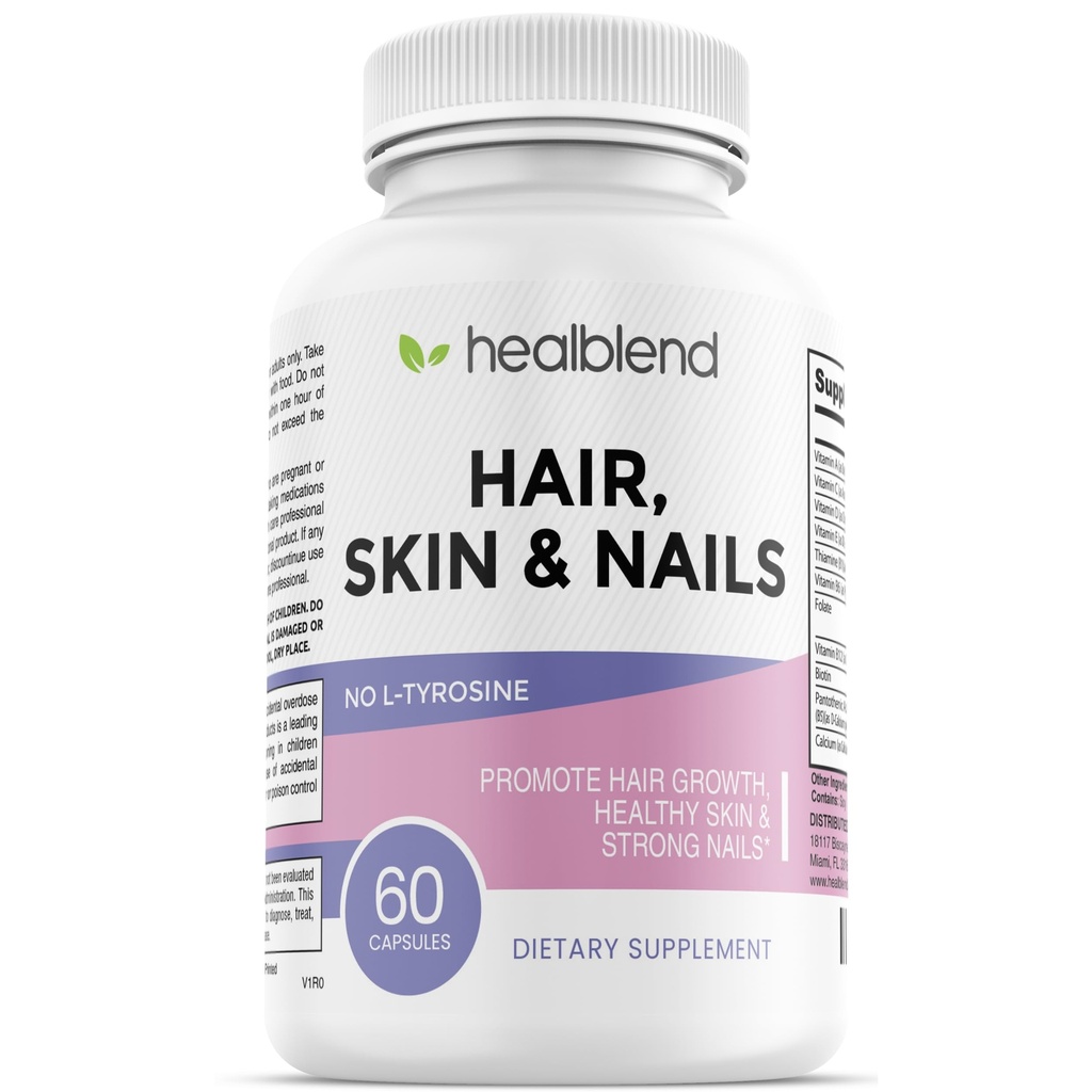 Håret og neglene vitaminer for kvinner med Biotin 5000 mg, jern og manganesisk | Vegansk, ikke-GMO | 60 kapsler