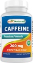 Beste Naturals Koffein piller 200 mg, 120 greve