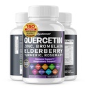 Quercetin Bromelain Sink Vitamin D3 Elderberry Turmeric Rosemary Bilberry Sage Odorless hvitløk Grønn Te Melk Thistle Oregano - 150 Kapsler-laget i USA