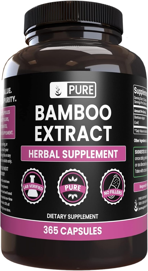 PURE ORIGINAL INGREDIENTS Bamboo Extract (365 kapsler) Ingen magnesium eller Rice Fillers, alltid ren, Lab verifisert
