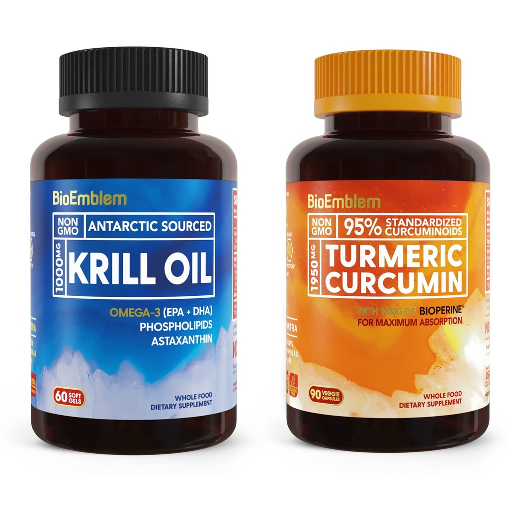 BioEmblem Antarktis krill olje Supplement gurkemeie curcumin Supplement med BioPerine