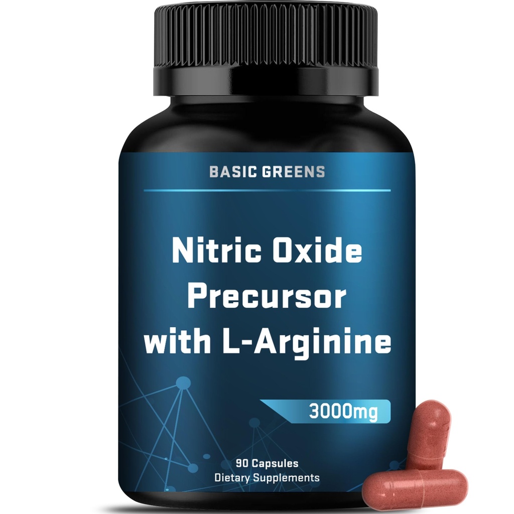 L-Arginine 3000mg Nitric Oxid Supplement for menn og kvinner – ikke-GMO Vegan Capsules med beet Root for sirkulasjon, utholdenhet, energi, utholdenhet, ytelse og trening – 90 Caps