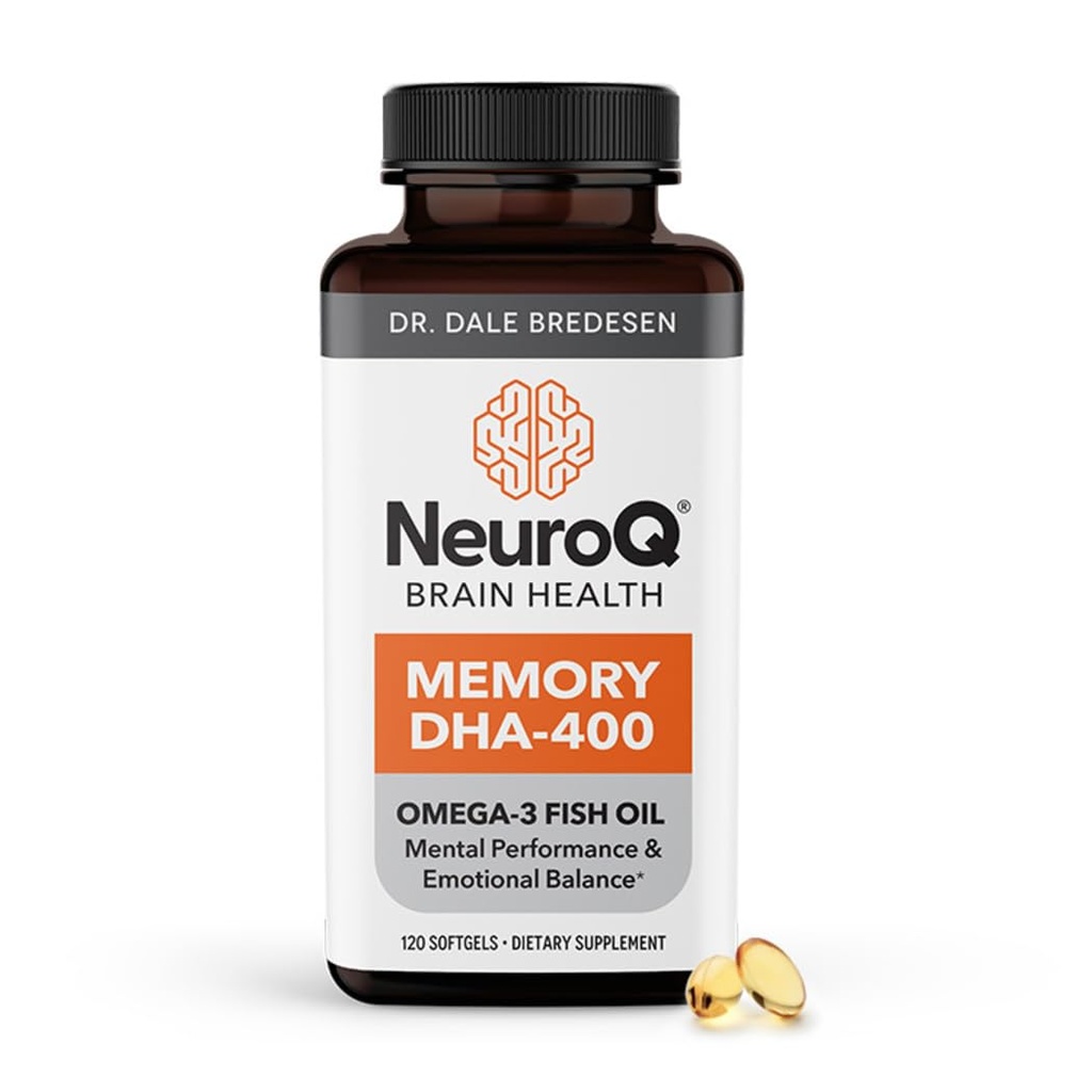LifeSeasons NeuroQ Memory DHA-400 - Omega-3 Fish Oil Supplement - Mental ytelse og balanse - støtter nevro hjerne helse - beskytter mot hukommelse tap og forbedrer fokus - 120 Softgels