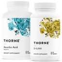 THORNE - immun- og velværestøtte Bundle - Asorbic Acid & Vitamin D-5000 - Antioksidant og immunfunksjon - 60 Serveringer
