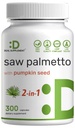 Saw Palmetto Supplement med Pumpkin Seed, 300 kapsler | Fremmer prostate helse | DHT Blocker | Hårvekstvitaminer, opprettholde normal urinfrekvens