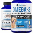 Omega 3 Fiskeolje for hunder Kapsler - Salmonolje for hund - Hunde Fish Oil Supplement kan hjelpe shedding, allergi, kløe - støtte tørr hud, ledd - Hundehud og Coat Supplement - 180 Fish Oil Piller