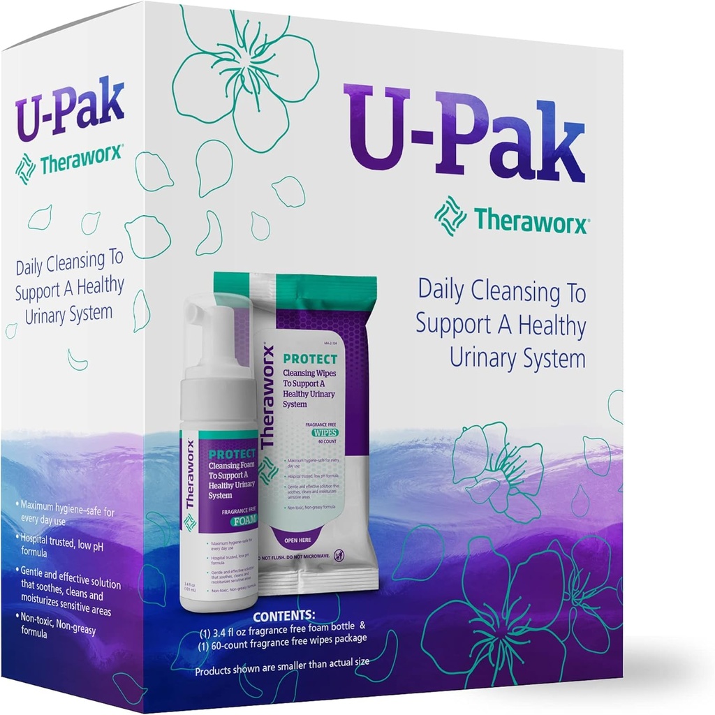 Theraworx beskytte U-Pak 60-Ct tørker og hygiene skum 3.4 oz for urinhelse (pakke med 1)