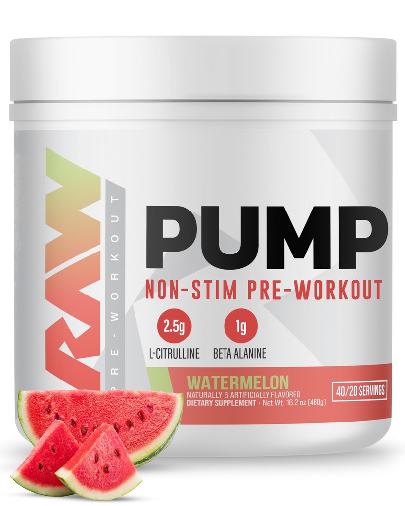 RAW pumpe stimul gratis pre trening (vannmelon) - ikke-stimulerende pre trening kosttilskudd pulver nitric oksid Booster - pre trening kosttilskudd for under trening - 40 serveringer