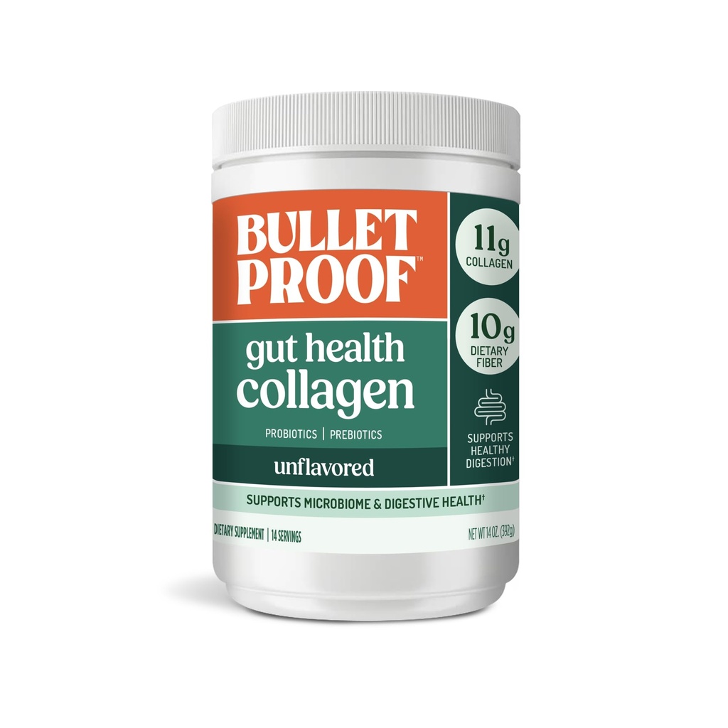 Bulletproof Unflavored Gut helse kollagen protein, 14 ounces, 10g Grass-Fed Collage Peptider for Gut, hud, bein og felles støtte