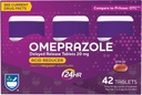 Ritt Aid Acid Reduser Omeprazol forsinket release tabletter - 20 mg, 3 flasker, 14 telle hver (42 telle total), uflavorert, Heartburn Relief, Heartburn medisin, behandler ofte Heartburn