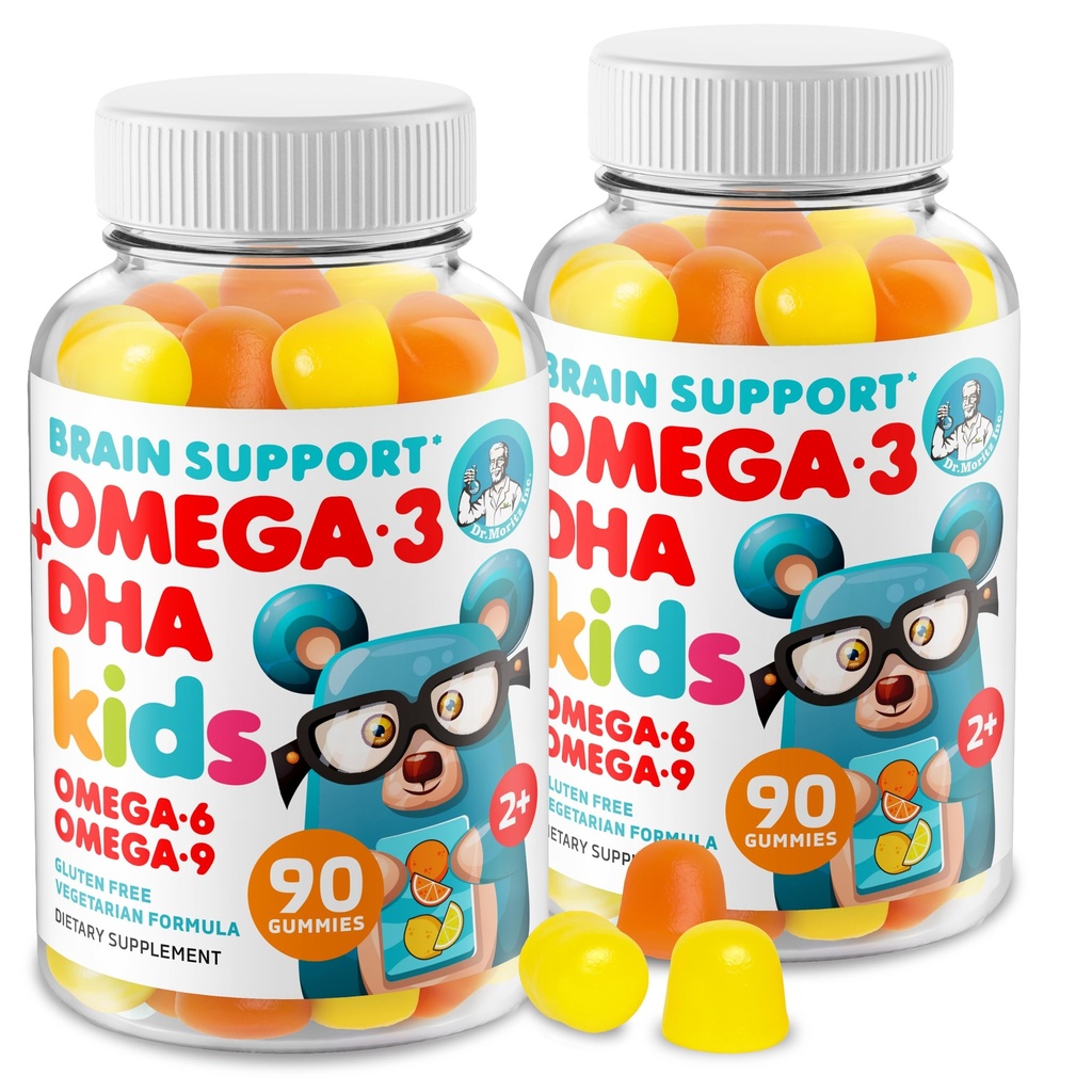 DR. MORITZ Omega 3 Kids Gummies (180 greve), Vegansk Omega3 Gummies for barn uten fiskeolje, Vitaminer for hjerne og hjerte helse, Glutenfri Omega 3 6 9