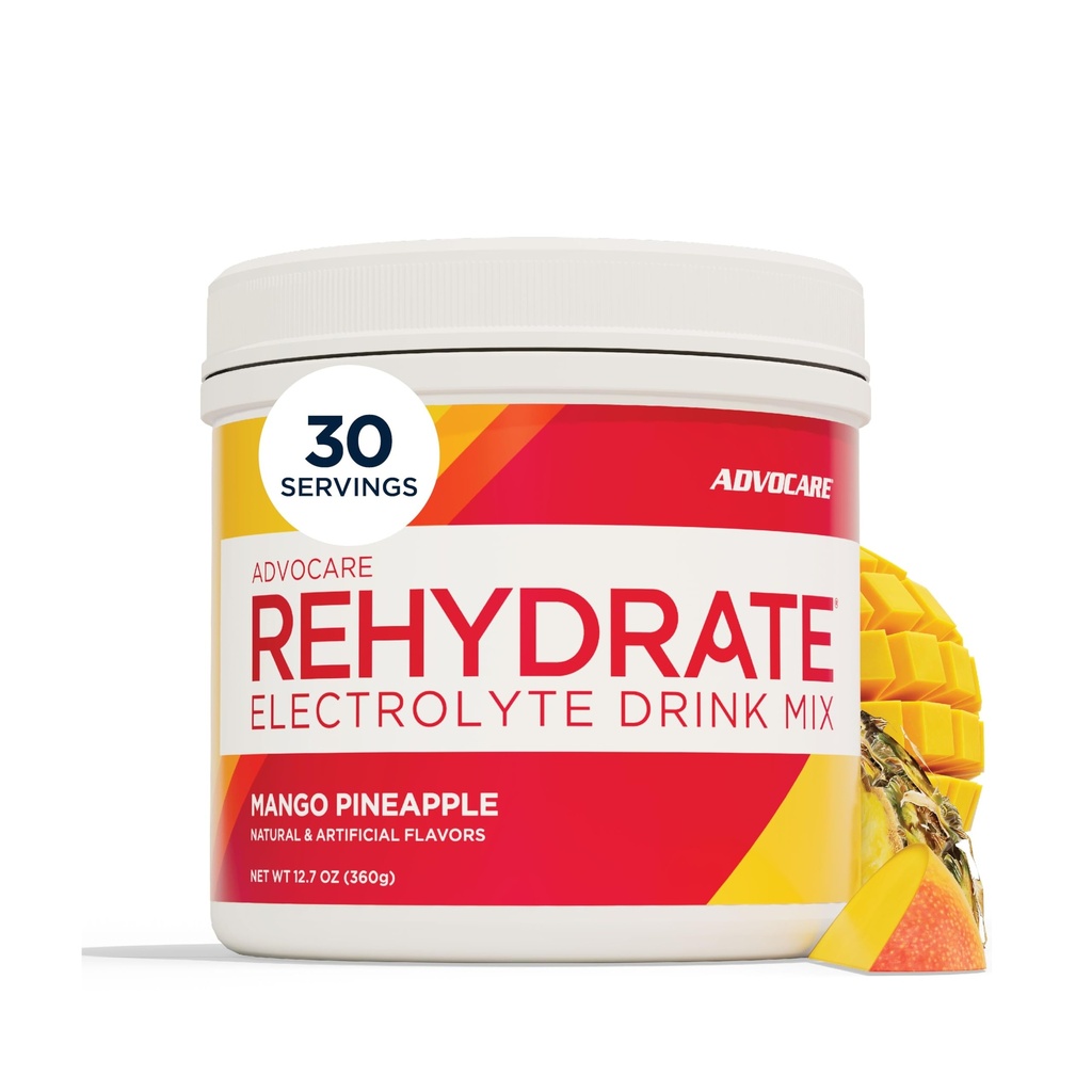 AdvoCare Rehydrate - Electrolyte Drink Mix - Inkluderer magnesium, natrium, kalium og kalsium - Antioksidant & Aminosyre Forsterket - støtter Hydration & Recovery - Mango Pineapple, 12,7 oz