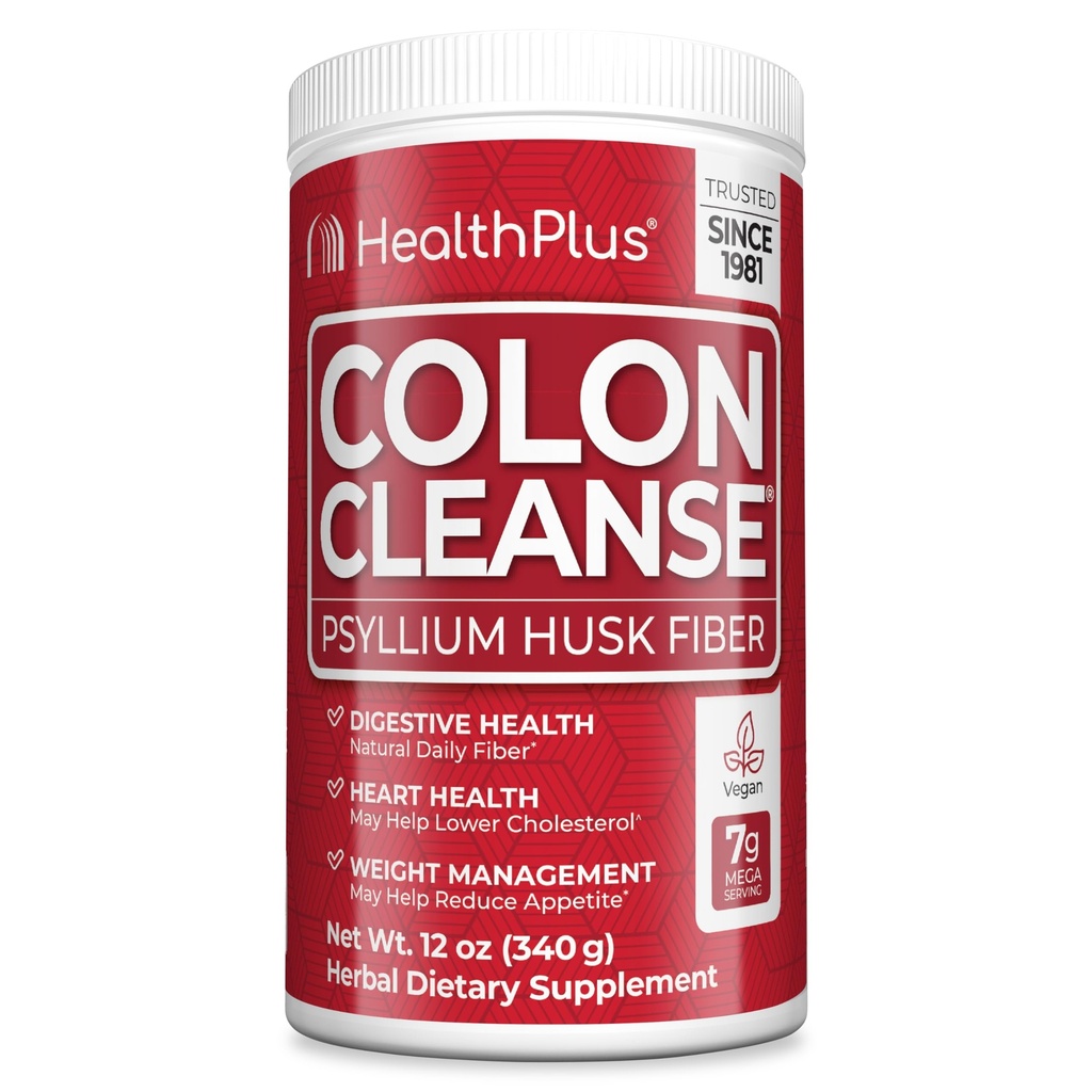 Helse Plus Colon Cleanse - naturlig daglig fiber pulver- Glutenfri, Detox, hjerte sunne (12 egg, 48 serveringer)