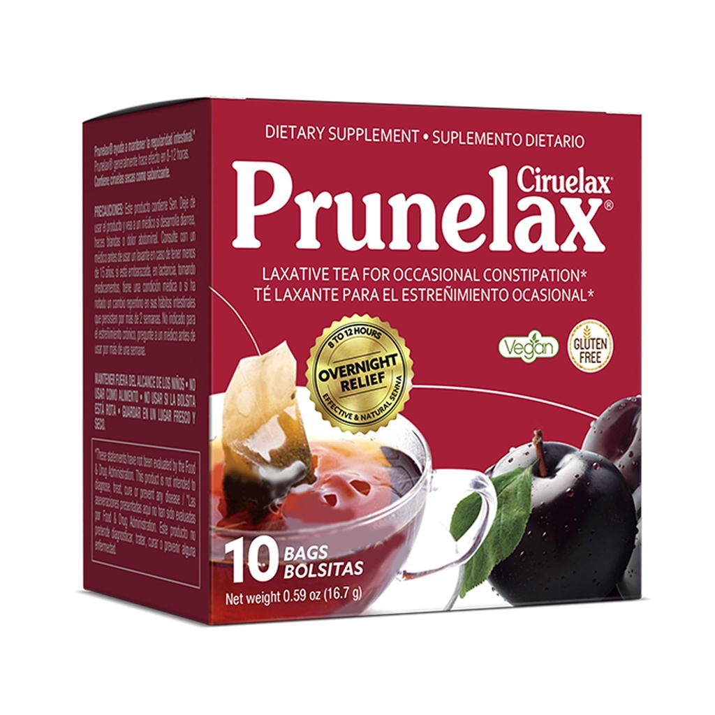 Prunelax Ciruelax Vanlig styrke Laxative teposer - laget med naturlige Senna ekstrakter, for anledninger, Senna Extract - 10 poser