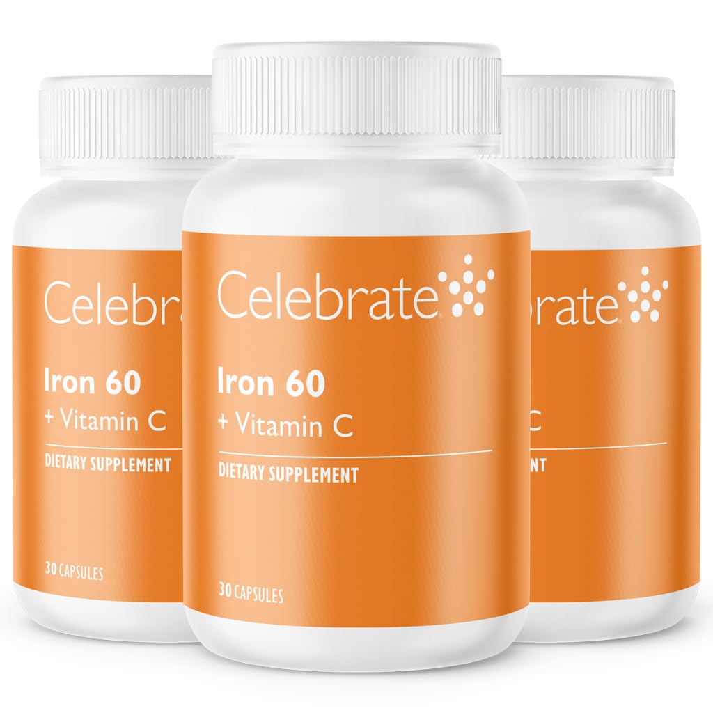 Feire vitaminer jerntilskudd med vitamin C - 60 mg jern, 60 mg vitamin C, bariatrisk vitaminer for WLS pasienter, vertikal erme og gastrisk bypass kirurgi (90 kapsler)