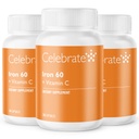 Feire vitaminer jerntilskudd med vitamin C - 60 mg jern, 60 mg vitamin C, bariatrisk vitaminer for WLS pasienter, vertikal erme og gastrisk bypass kirurgi (90 kapsler)