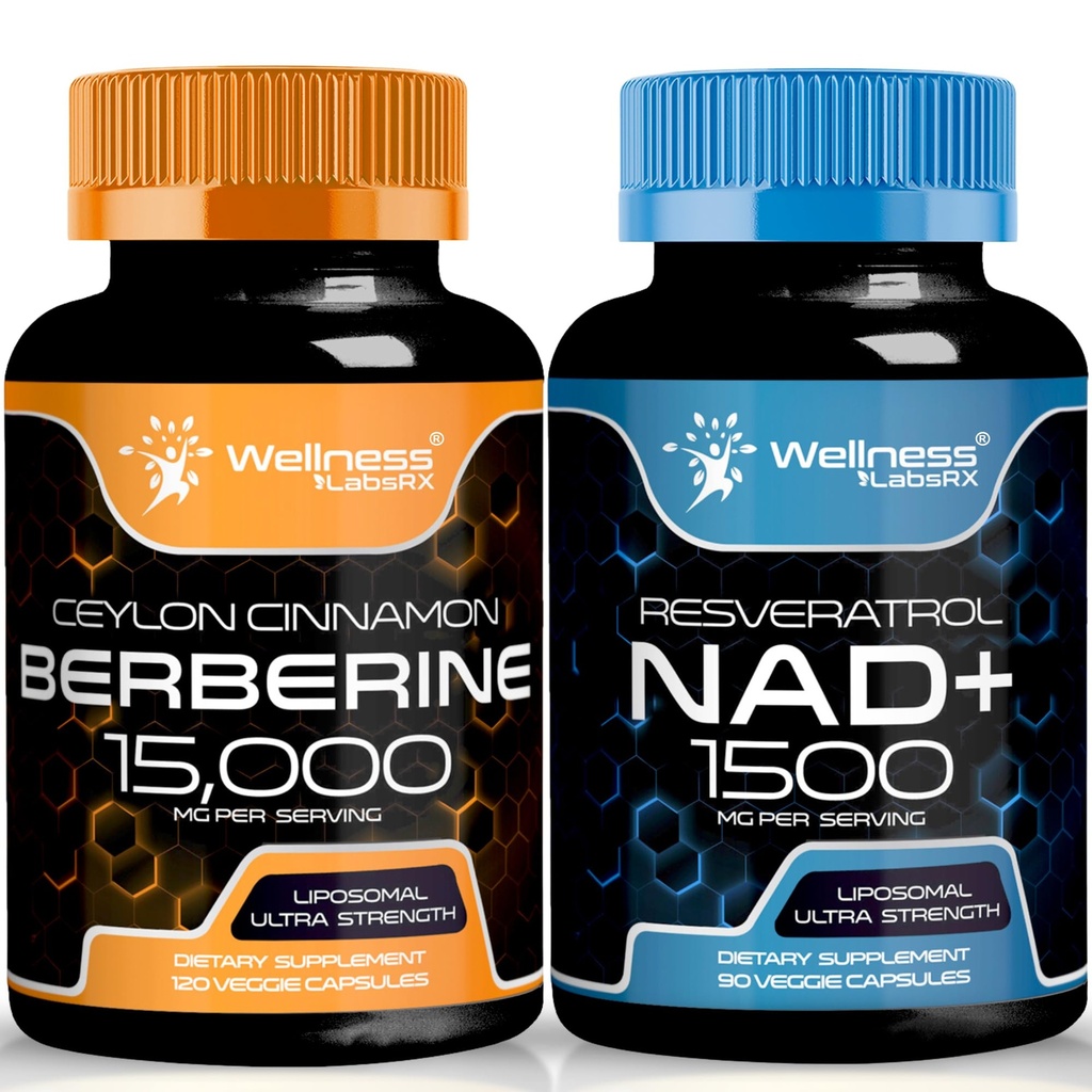 WELLNESS LABSRX NAD Supplement, 1500 mg - NAD + med Resveratrol│Berberine 1500 mg - Berberine med Ceylon Cinnamon