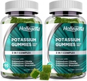 Kalium 3 i 1 komplekse gummies sukkerfri, ny formel med 99 mg kaliumcitrat, kaliumklorid, Kalium glukonat, ben krummer og muskel kosttilskudd, 120 Chewables