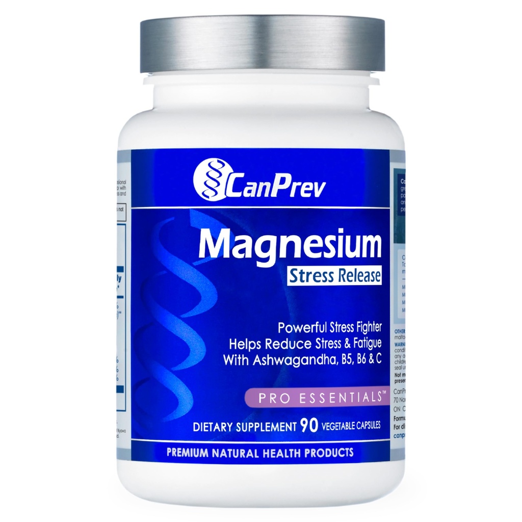 CanPrev Magnesium Bisglycinate med Ashwagandha, B5, B6 & Vitamin C, 90 Veg Caps, 30-dagers forsyning, støtte hvilende netter og avslapping, hjelper energi og ubehag funksjon, Vegan, ikke-GMO, Dairy, Soya, Gluten