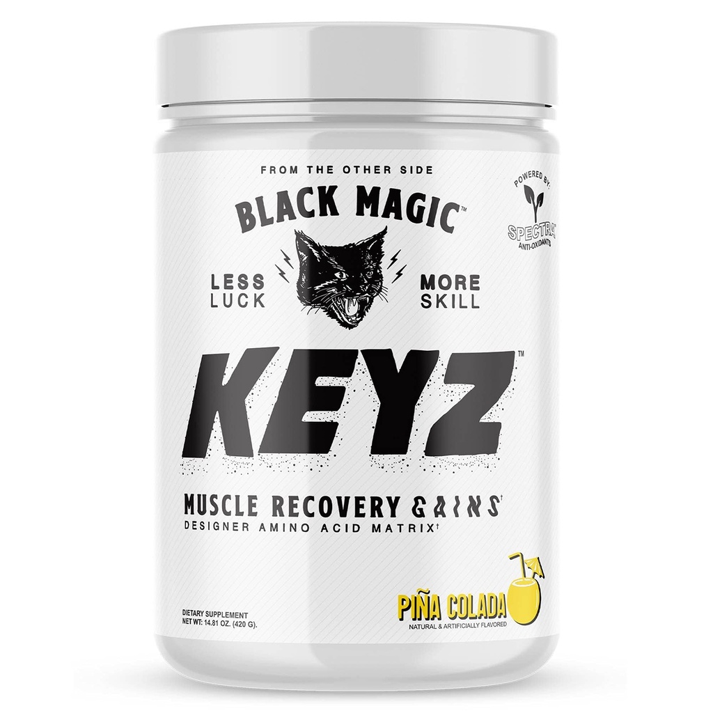 Black Magic Keyz Amino Acid Matrix pulver - Muskelgjenvinning og utholdenhet - EAAs, BCAAs, & Taurin - Keto, Ingen Sukker, Koffein gratis - Pina Colada - 14.81 oz
