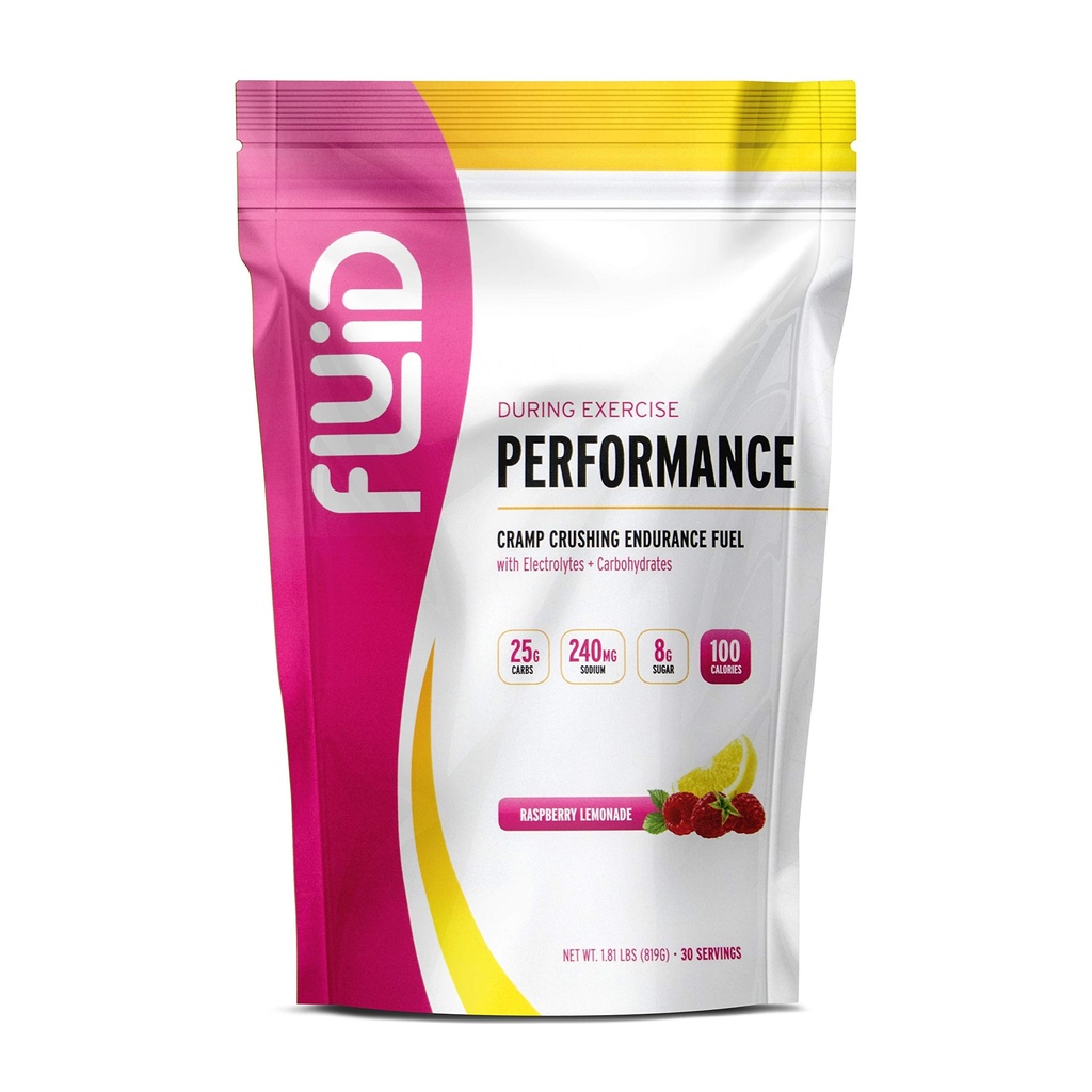 Fluid Performance - Lav sukker Endurance Drivstoff Sports Drink Bland med elektrolyter, alle naturlige ingredienser, Glutenfri for før eller under trening (Raspberry Lemonade, 30 Servering)