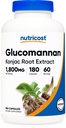 Nutricost Glucomannan 1.800mg Per Serving, 180 Kapsler - Naturlig fiberkilde, Ikke-GMO, Glutenfri