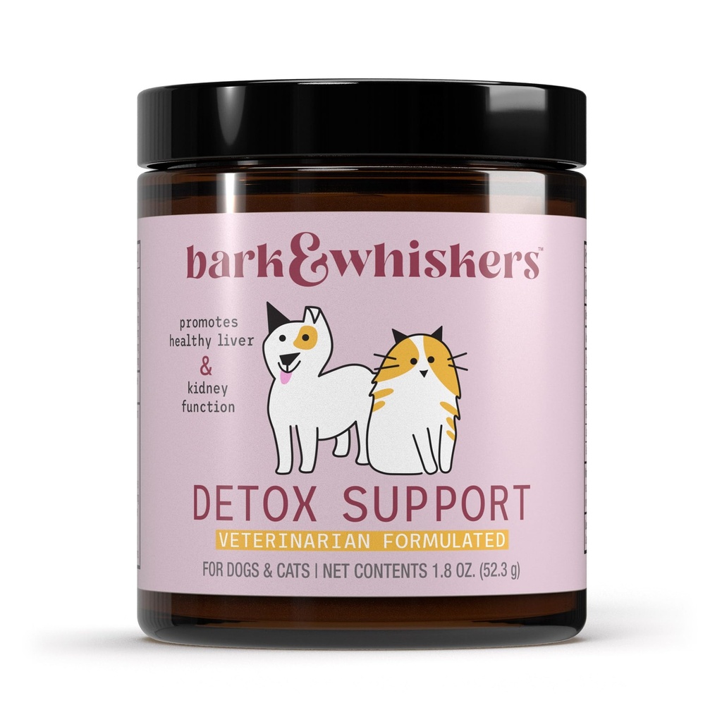 Bark & Whiskers Detox Support - Hjelper Støtte Sunn Liver & Nyre funksjon - Herbal Blande med organisk Melk Thistle & Green Te - 1.8 oz