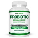 Arazo Nutrition Probiotic 40 milliarder CFU - hyllestabil med prebiotika og syreophilus - Stabil potens til utløp - Time Delay Release Probiotics